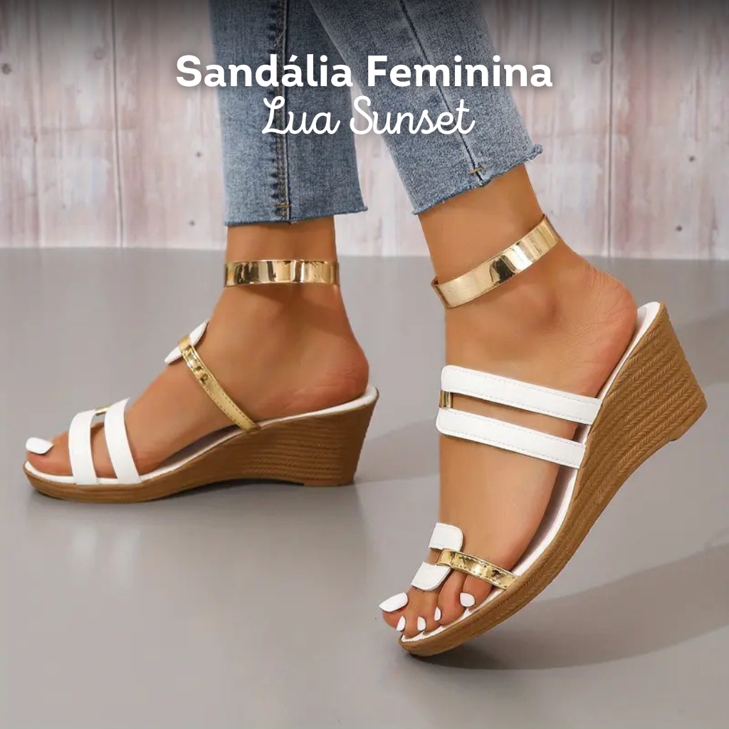 sandália feminina de couro lua sunset malu comfort